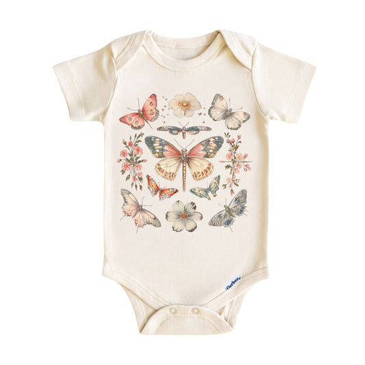 Vintage Butterfly Baby Onesie ® – Floral Butterfly Baby Bodysuit for Boys and Girls