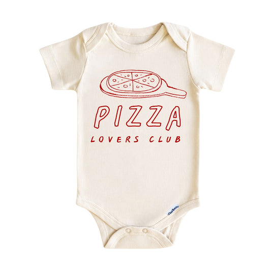 Pizza Lovers Club Baby Onesie – Funny Food Baby Bodysuit for Boys and Girls
