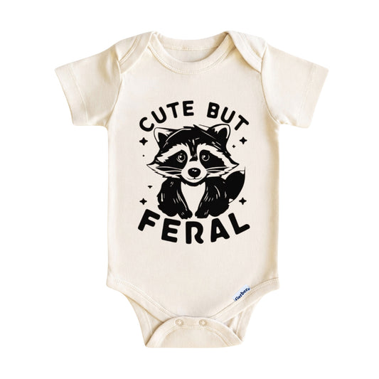 Cute But Feral Baby Onesie ® – Raccoon Baby Bodysuit for Boys and Girls