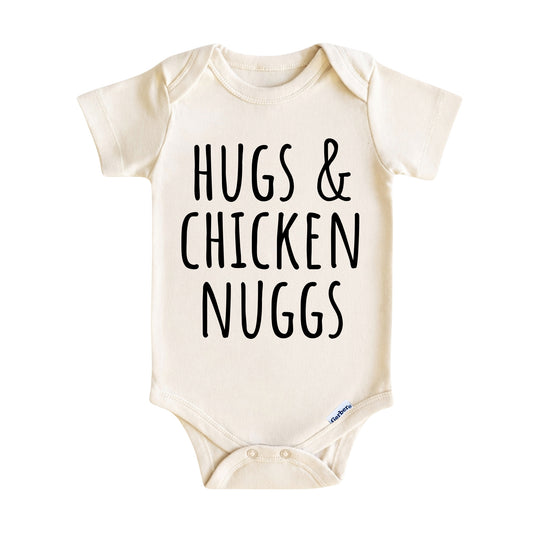 Hugs & Chicken Nuggs Baby Onesie ® – Funny Chicken Nugget Baby Bodysuit for Boys and Girls