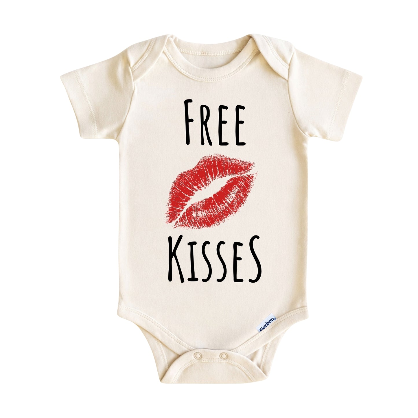 Free Kisses Baby Onesie ® – Funny Kiss Baby Bodysuit for Boys and Girls