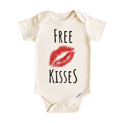 Free Kisses Baby Onesie ® – Funny Kiss Baby Bodysuit for Boys and Girls