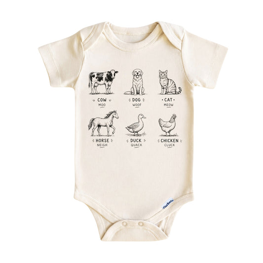 Farm Animals Baby Onesie ® – Animal Sounds Baby Bodysuit for Boys and Girls