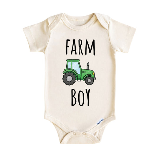 Farm Boy Baby Onesie ® – Tractor Baby Bodysuit for Boys