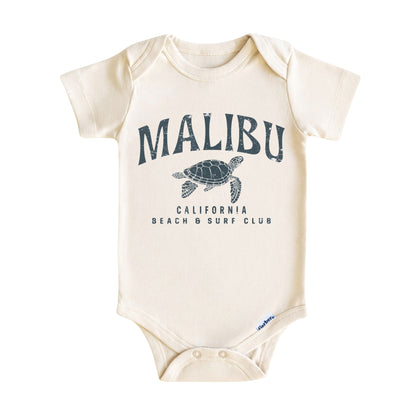 Malibu Beach & Surf Club Baby Onesie ® – California Sea Turtle Baby Tshirt for Boys and Girls