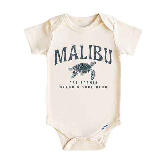 Malibu Beach & Surf Club Baby Onesie ® – California Sea Turtle Baby Tshirt for Boys and Girls