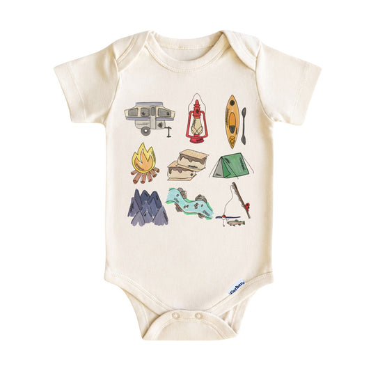 Camping Adventure Baby Onesie ® - Baby Bodysuit for Boys and Girls
