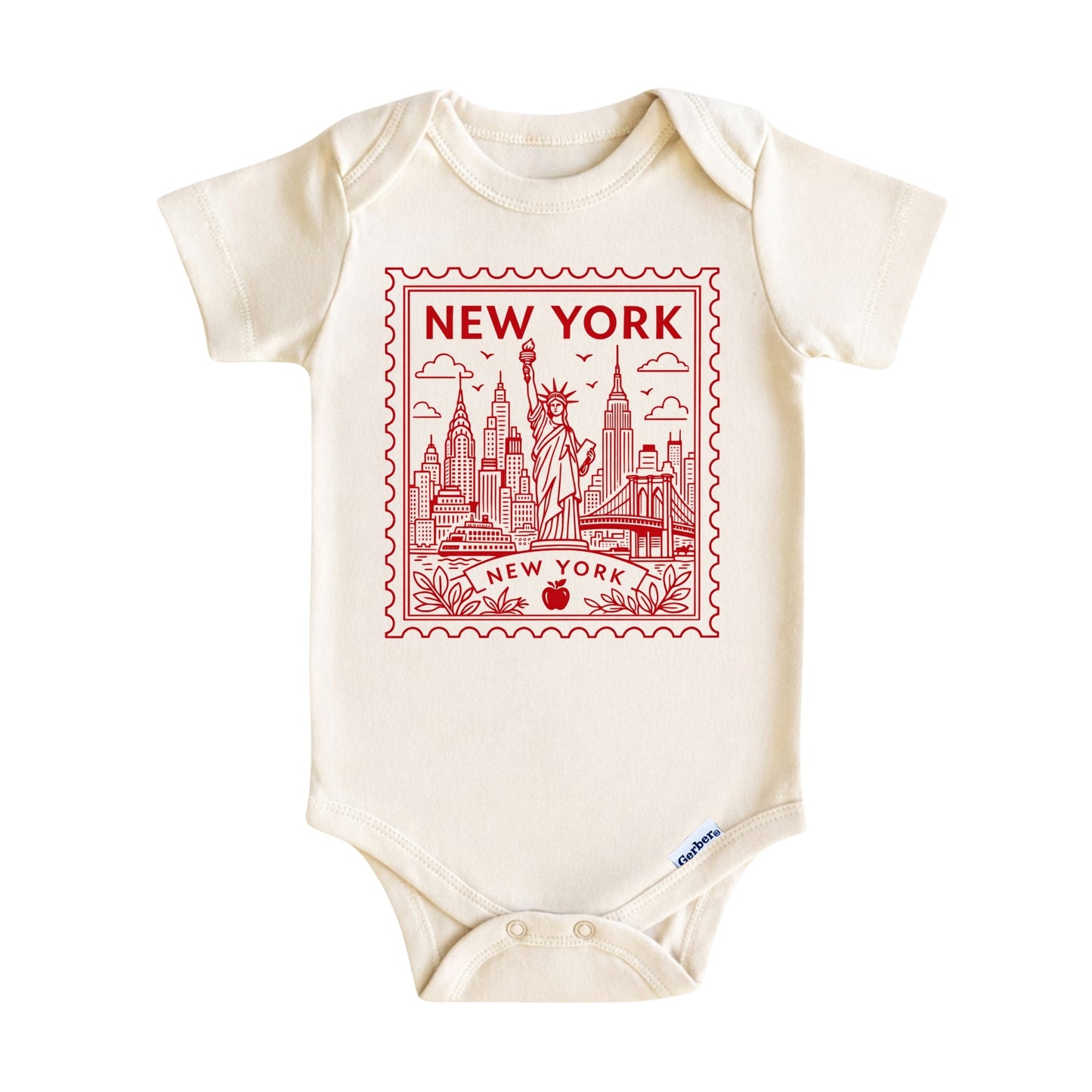 New York Kids Vintage Red Postage Stamp T-Shirt