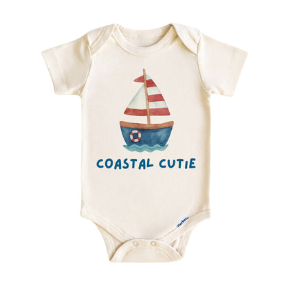 Coastal Cutie Baby Onesie ® – Sailboat Baby Bodysuit for Boys and Girls