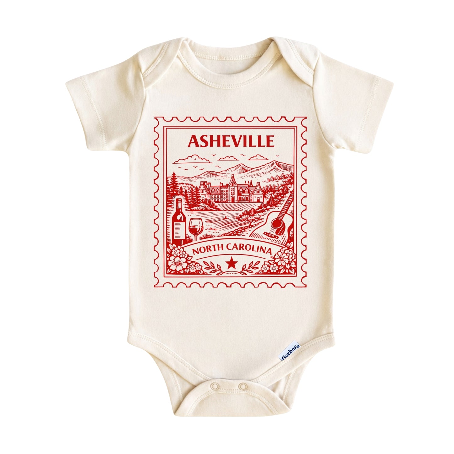 Asheville North Carolina Kids Vintage Postage Stamp T-Shirt