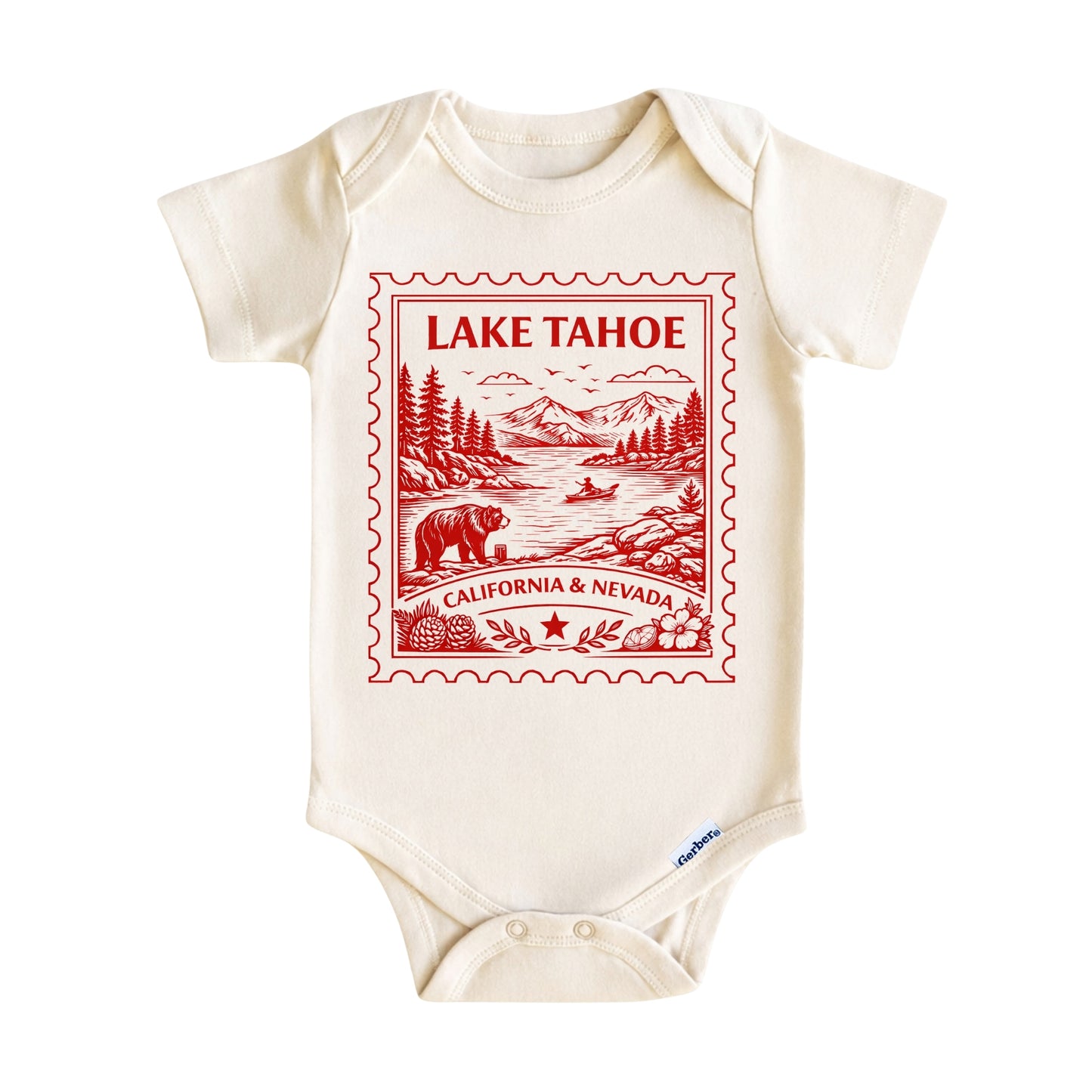 Lake Tahoe California Nevada Baby Vintage Postage Stamp ONESIE®