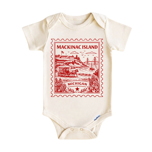 Mackinac Island Michigan Baby Vintage Postage Stamp ONESIE®