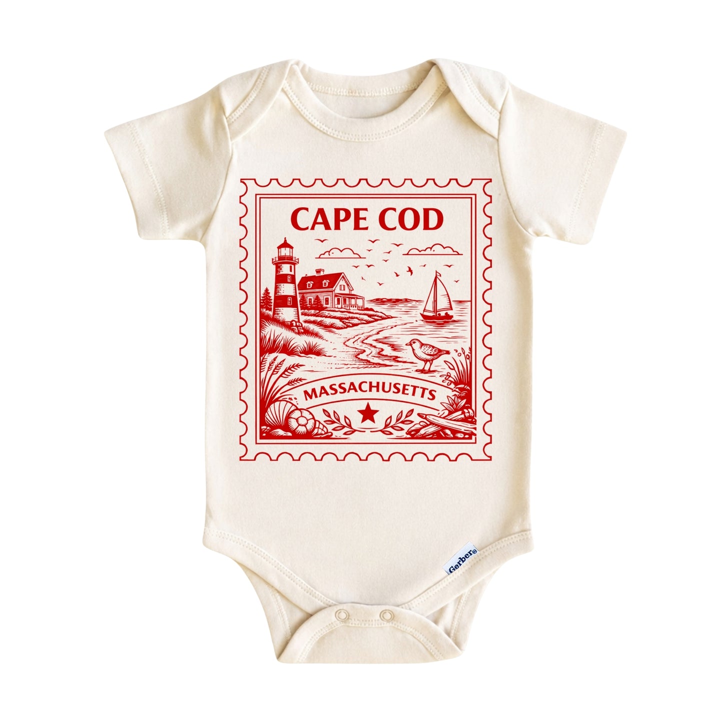 Cape Cod Massachusetts Kids Vintage Postage Stamp T-Shirt
