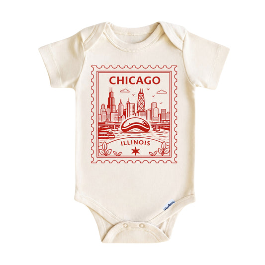 Chicago Illinois Baby Vintage Postage Stamp ONESIE®