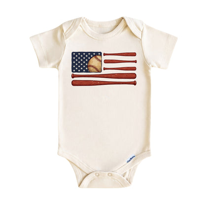 Kids Baseball USA Flag T-Shirt
