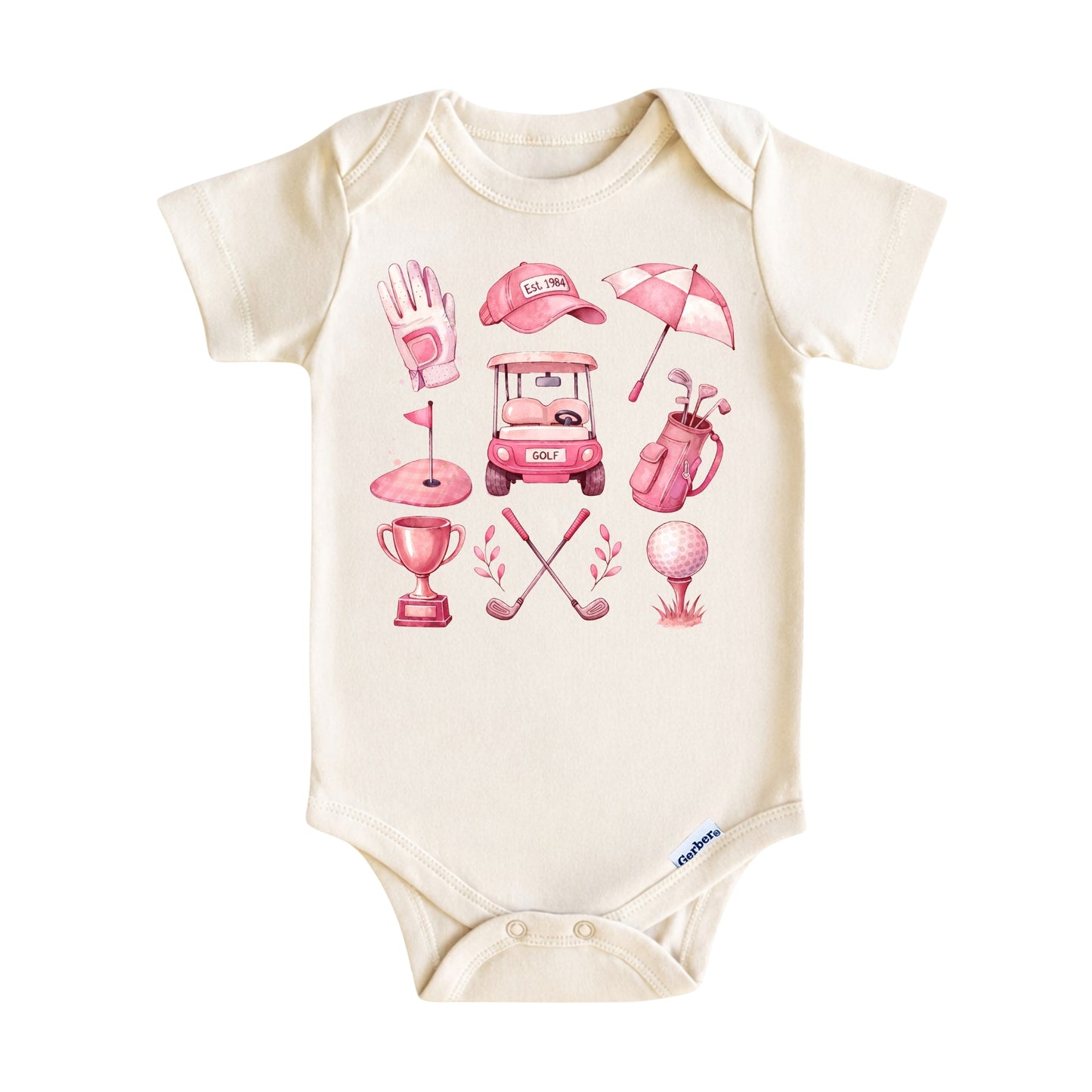 Kids Pink Golf Elements T-Shirt