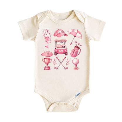 Kids Pink Golf Elements T-Shirt