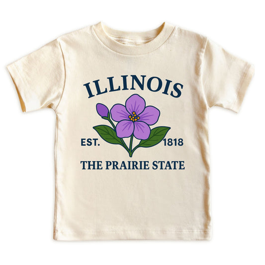Illinois Purple Violet Floral Kids T-Shirt