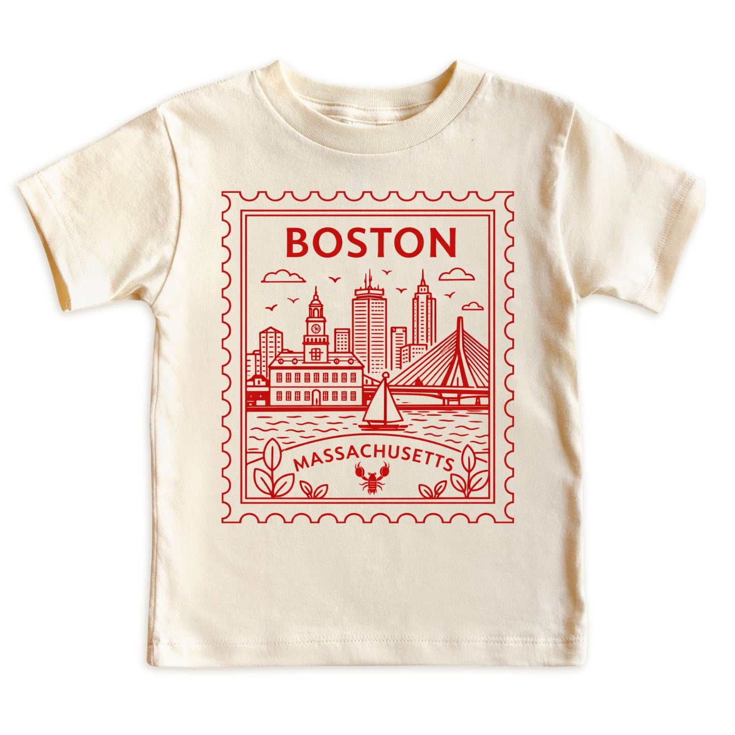 Boston Massachusetts Kids Vintage Postage Stamp T-Shirt