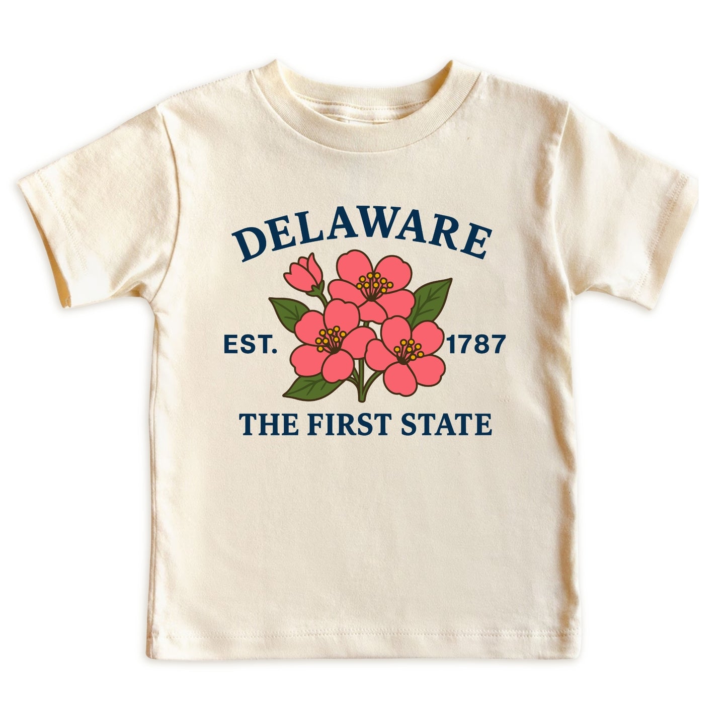 Delaware Peach Blossom Floral Kids T-Shirt