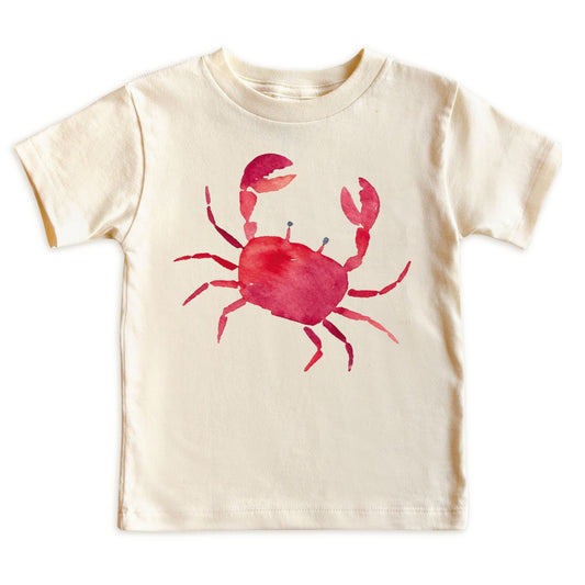 Watercolor Red Crab Kids Cotton T-Shirt