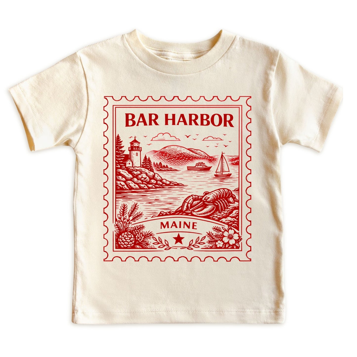 Bar Harbor Maine Kids Vintage Postage Stamp T-Shirt