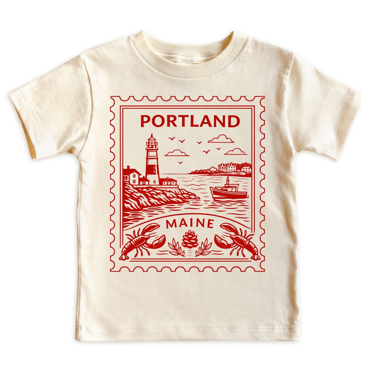 Portland Maine Kids Vintage Postage Stamp T-Shirt