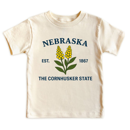Nebraska Goldenrod Floral Kids T-Shirt