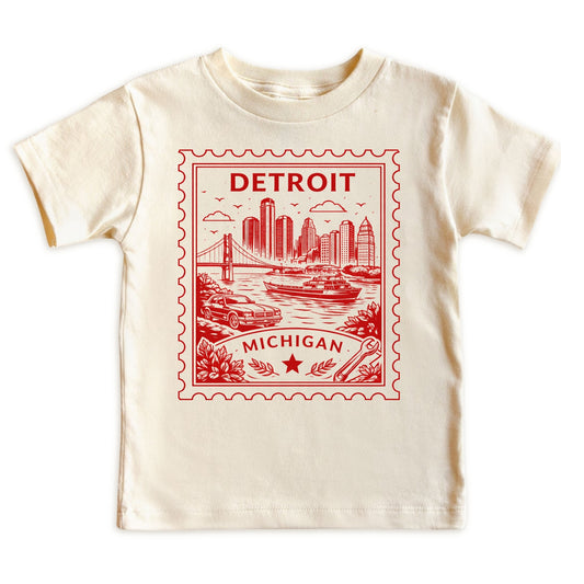 Detroit Michigan Kids Vintage Postage Stamp T-Shirt
