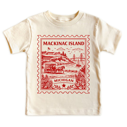 Mackinac Island Michigan Kids Vintage Postage Stamp T-Shirt