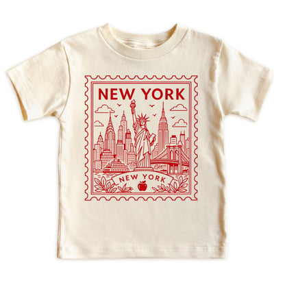 New York Kids Vintage Red Postage Stamp T-Shirt
