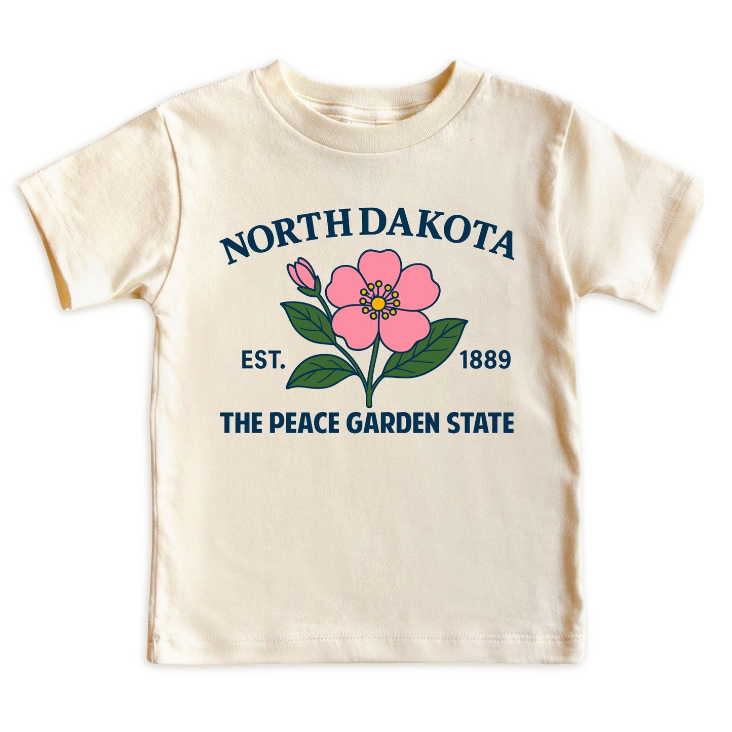 North Dakota Wild Prairie Rose Floral Kids T-Shirt