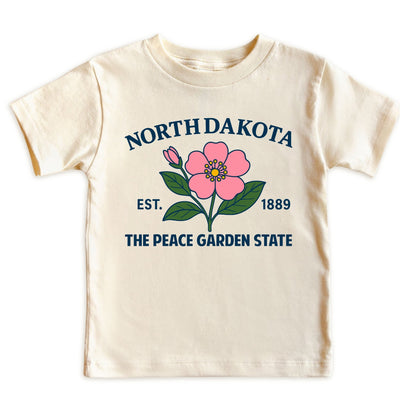 North Dakota Wild Prairie Rose Floral Kids T-Shirt