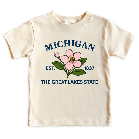 Michigan Apple Blossom Floral Kids T-Shirt