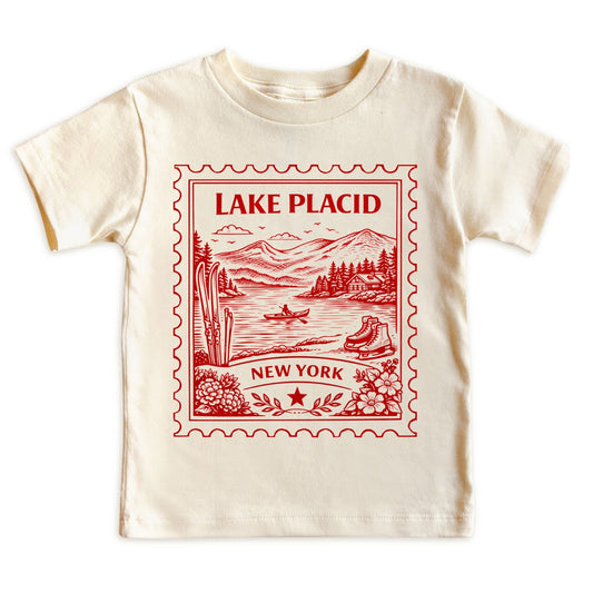 Lake Placid New York Kids Vintage Postage Stamp T-Shirt