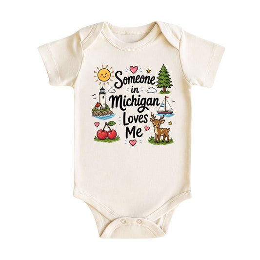Someone in Michigan Loves Me Baby Bodysuit
