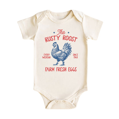 Vintage Farm Chicken Baby Bodysuit