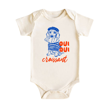 Oui Oui Croissant Dachshund Baby Bodysuit