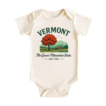 Vermont Baby Bodysuit for Baby Boys Girls, Burlington Montpelier Stowe Newborn Baby Hospital Outfit
