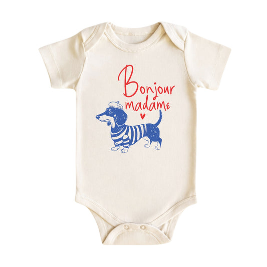 Bonjour Madame Dachshund Baby Bodysuit