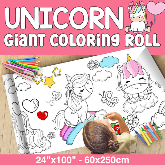 GIANT Coloring Paper Activity Roll for Kids, 24"x100", UNICORN
