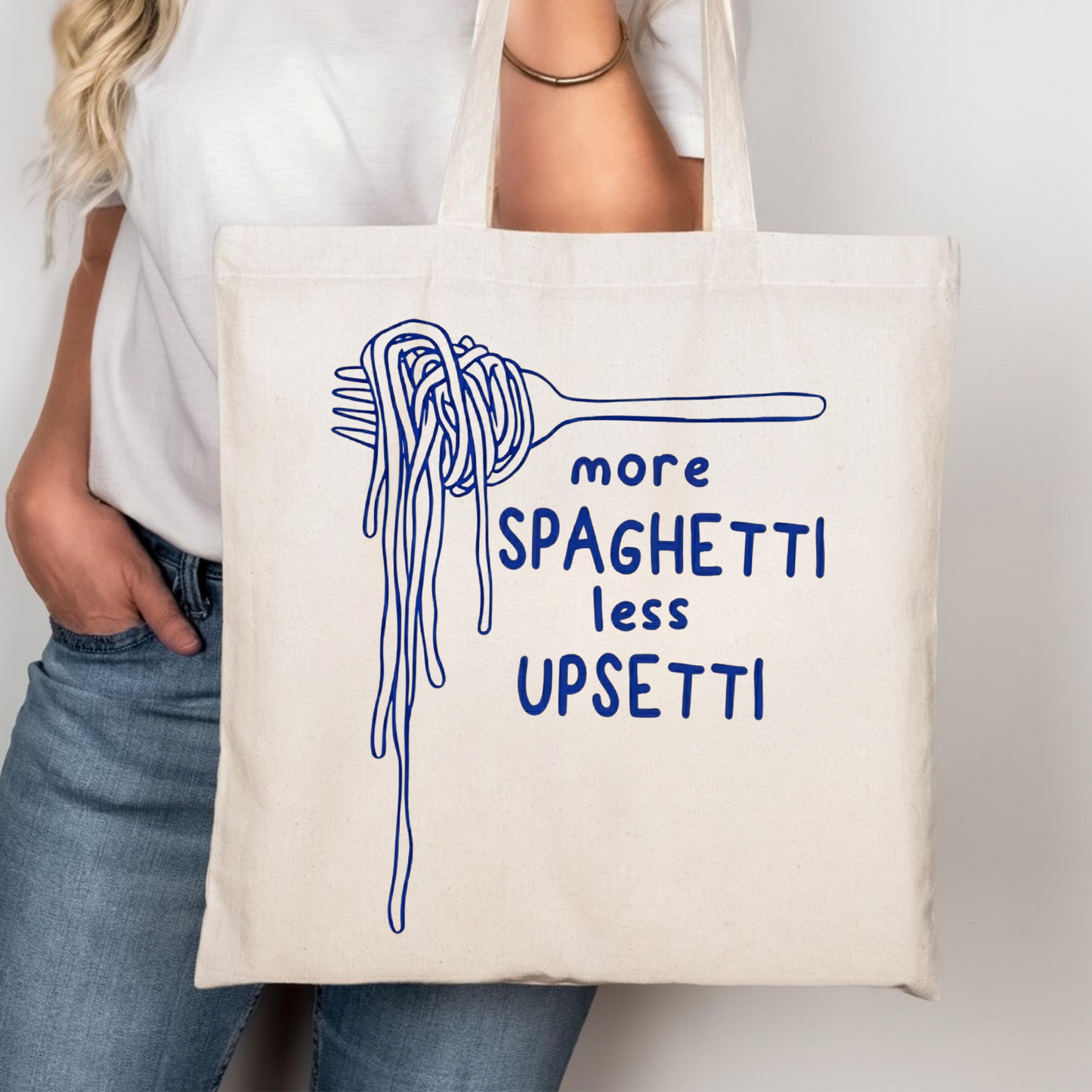 More Spaghetti Less Upsetti Canvas Tote Bag