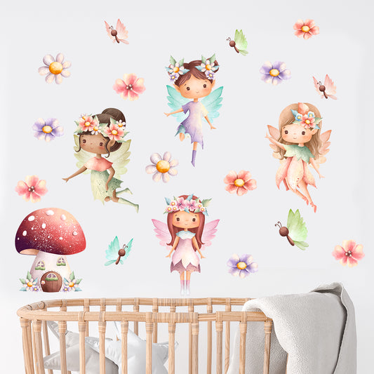 Kids Wall Decal Cute Fairies Wall Sticker Set