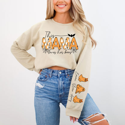 Halloween Mama Loves Her Boos Sweatshirt With Kids Names