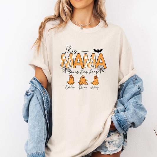 Halloween Mama Loves Her Boos Shirt With Kids Names