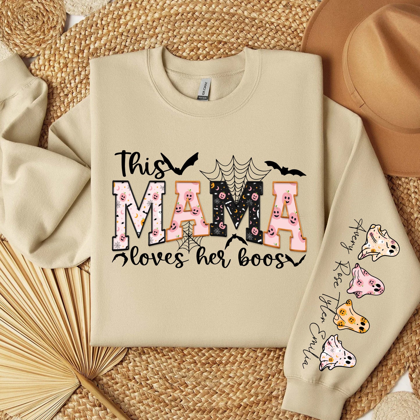 Halloween Mama Loves Her Boos Sweatshirt With Kids Names