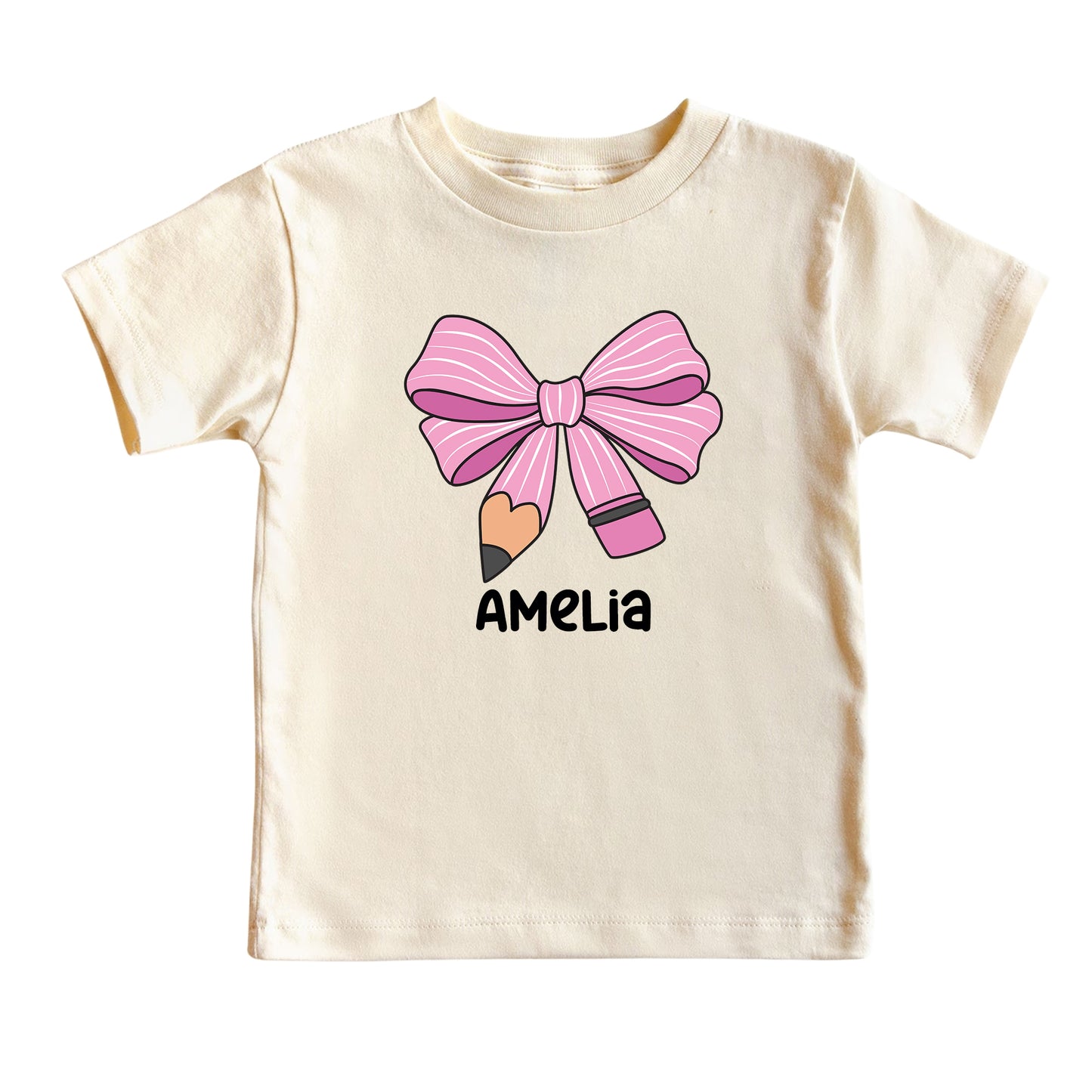 Custom Kids Name Bow Pencil Shirt