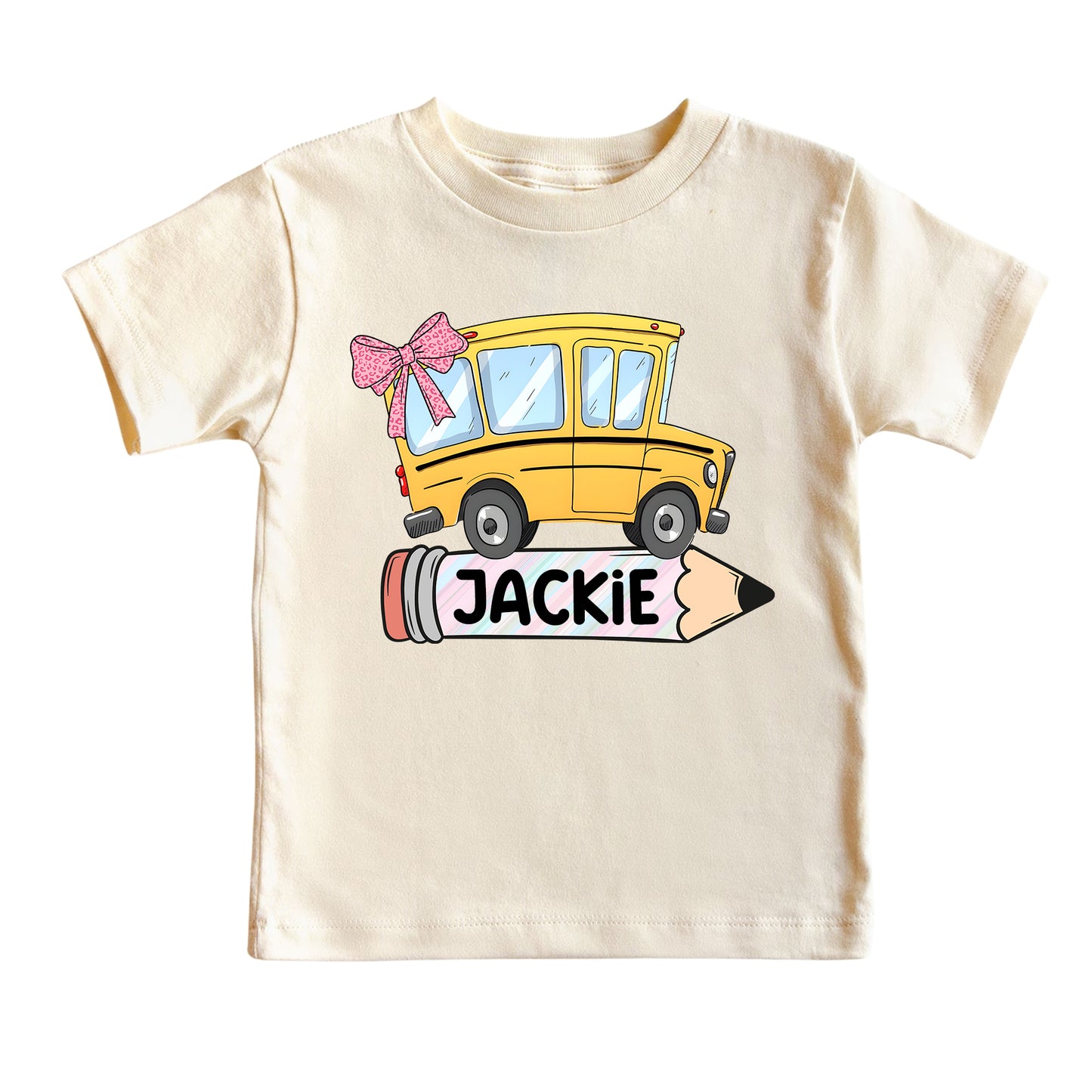 Custom Kids Name School Bus Shirt