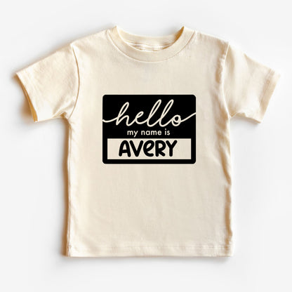 Hello My Name Is Custom Kids Name Shirt - Black