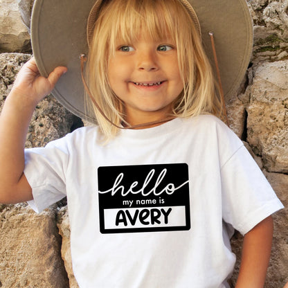 Hello My Name Is Custom Kids Name Shirt - Black